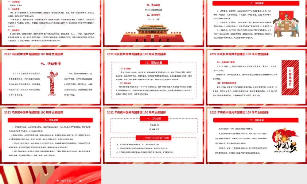 2022年庆祝中国共青团建团100周年主题团课我奉献我快乐PPT课件（带内容）.pptx