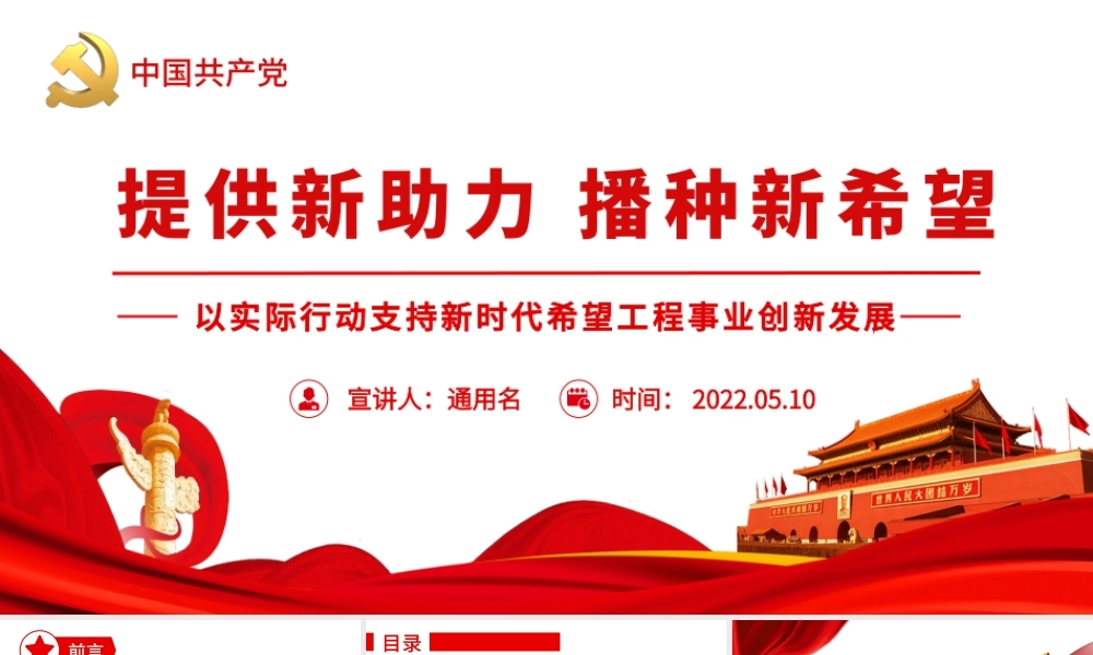 提供新助力播种新希望-以实际行动支持新时代希望工程事业创新发展PPT课件（附心得体会）.pptx