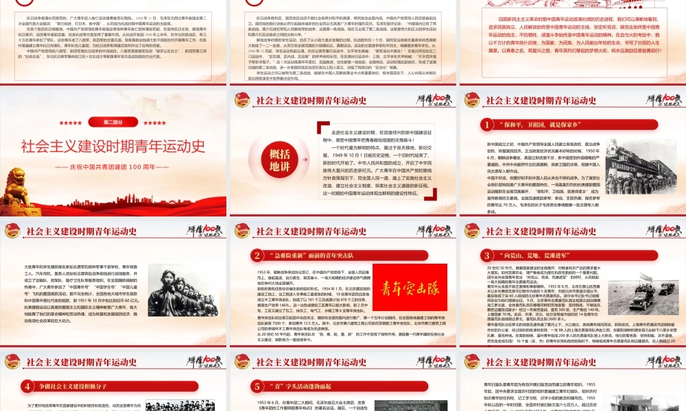 庆祝中国共青团建团100周年专题团课-中国青年运动史-弘扬五四精神挥洒热血青春PPT团课课件（附心得体会）.pptx