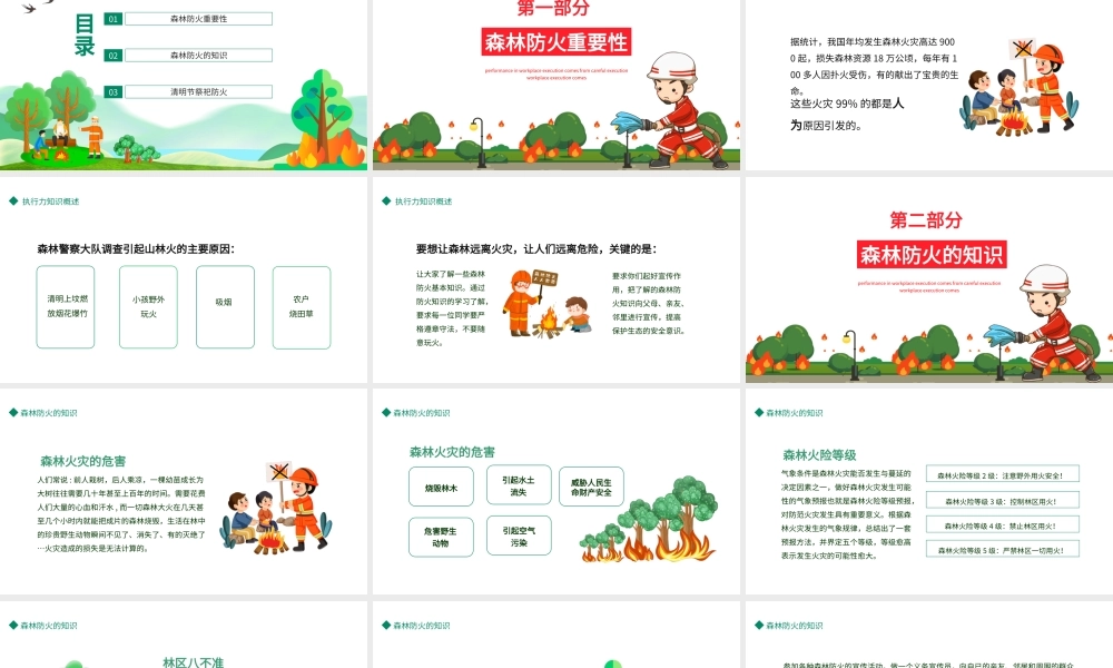 2022平安清明森林防火清新插画风清明节森林防火安全教育主题班会PPT课件（带内容）.ppt