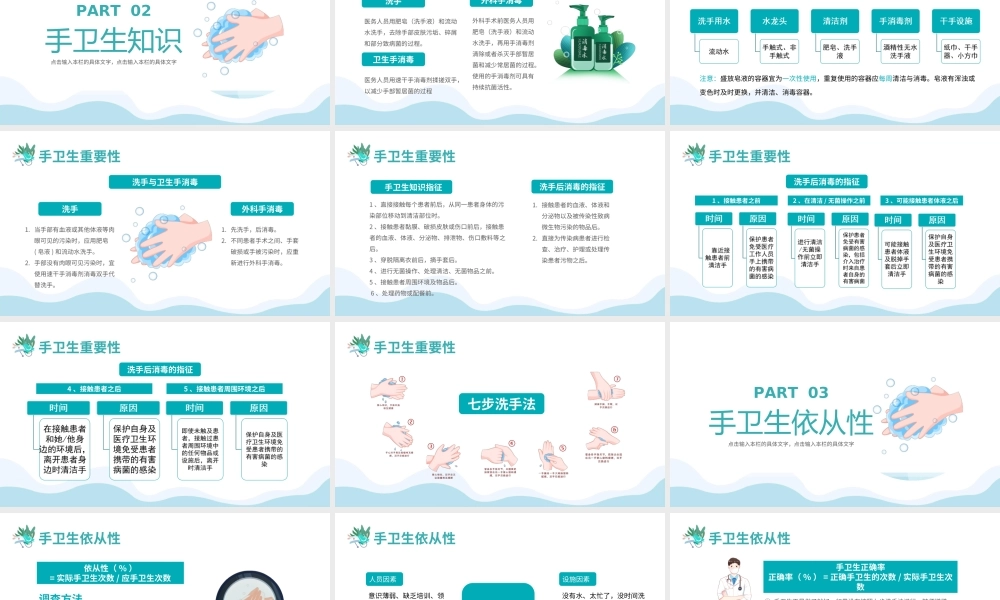 卡通风医护人员手卫生知识培训讲座PPT课件（带内容）.ppt