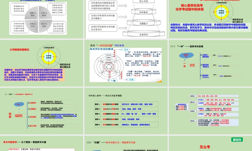 一核四层四翼高考评价体系下2022届高三化学后期复习备考策略讲座.pptx