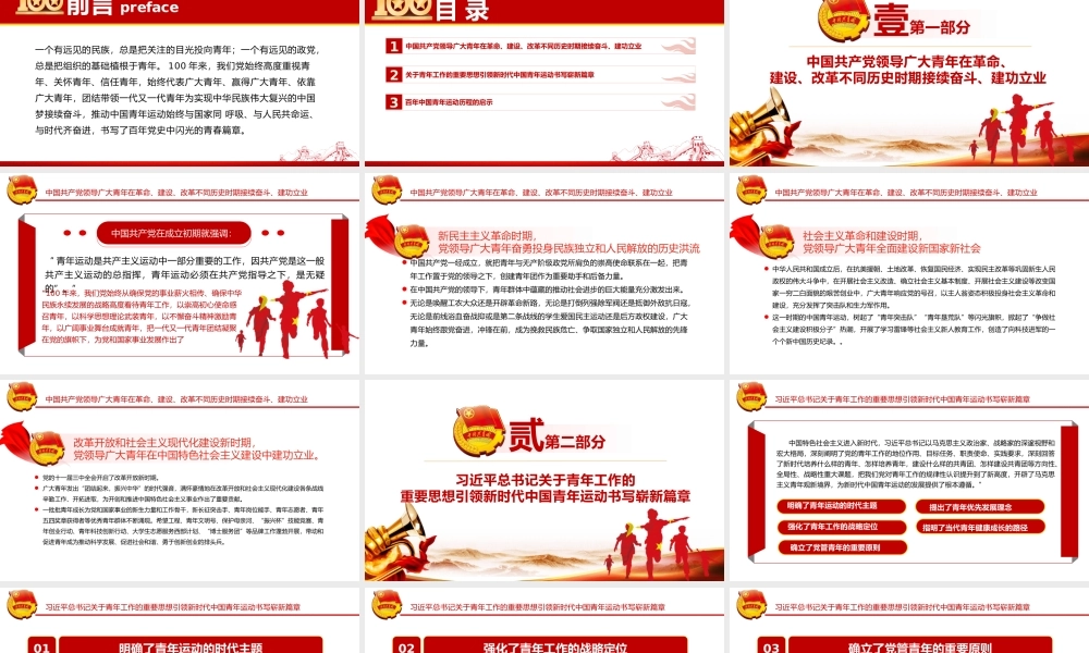 五四共青团建团100周年专题党课中国青年运动的光辉历程PPT模板.pptx
