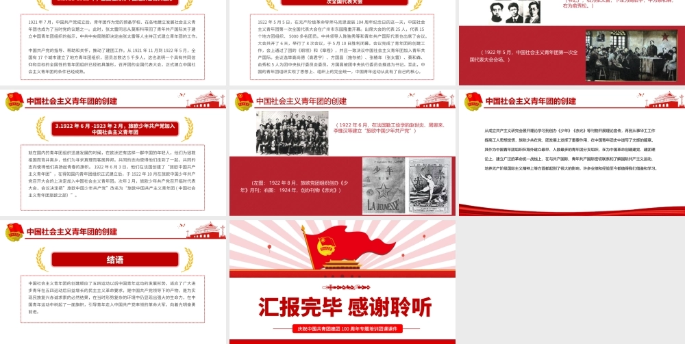 中国青年运动史PPT红色简洁五四以来党领导下的青年运动的光辉历程专题团课.pptx