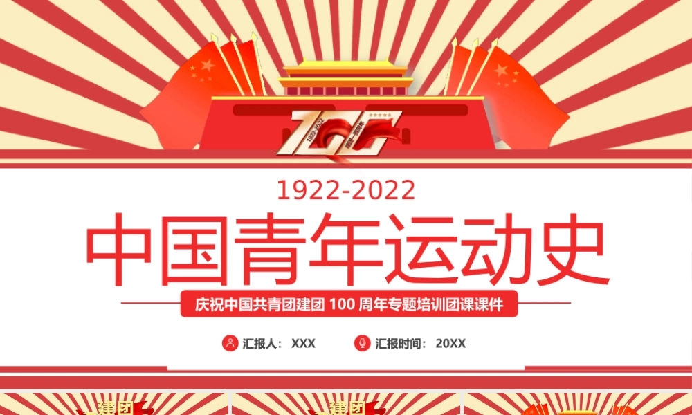 中国共青团建团100周年专题培训团课中国青年运动史PPT课件（带内容）.pptx