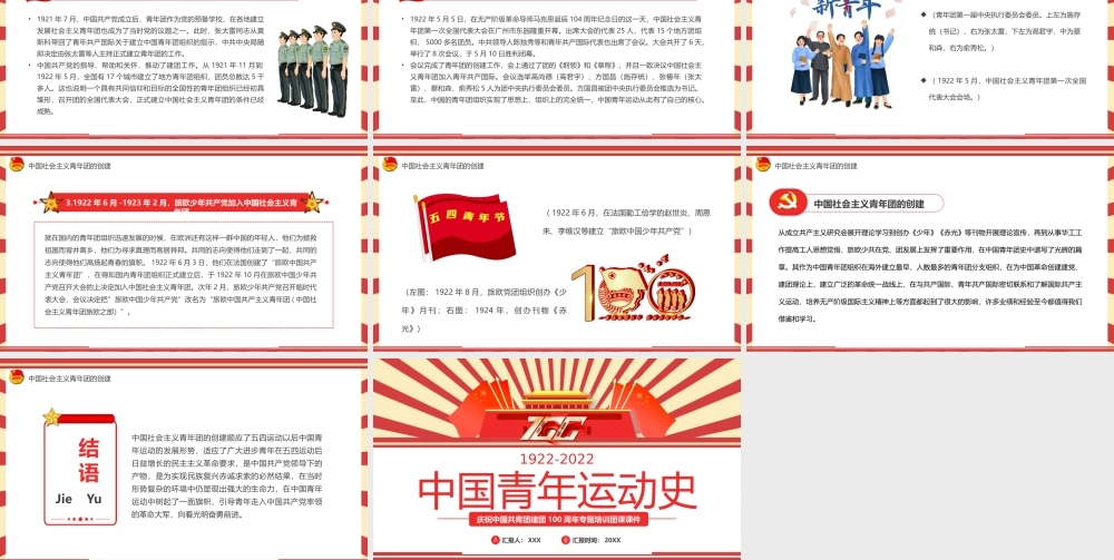 中国共青团建团100周年专题培训团课中国青年运动史PPT课件（带内容）.pptx