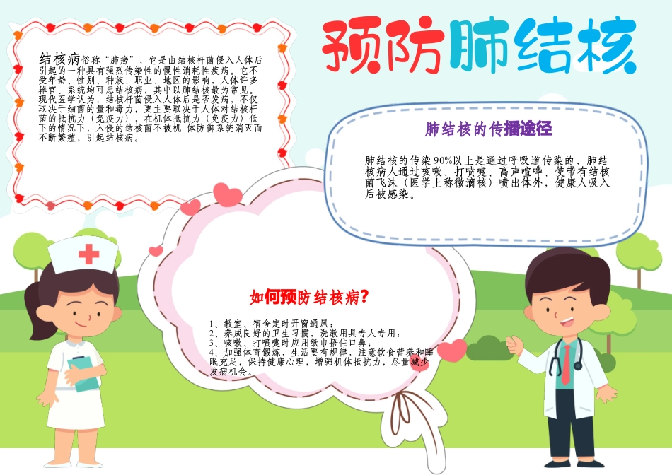 世界防治结核病日小报预防肺结核传染病A4手抄报.docx_第1页
