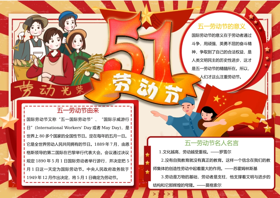 红色卡通五一劳动节手抄报小报.docx_第1页