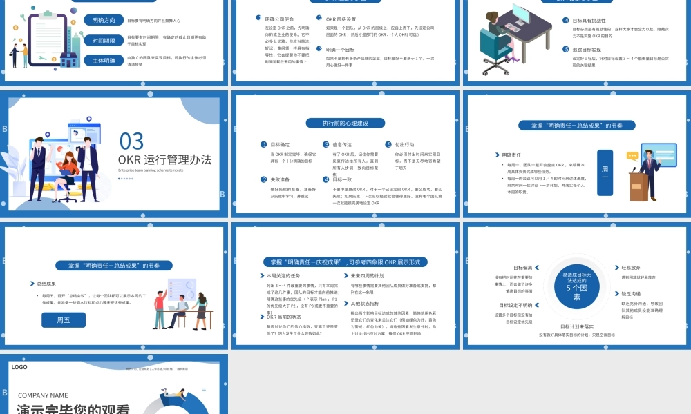 蓝色简约扁平OKR工作法介绍培训PPT模板.pptx