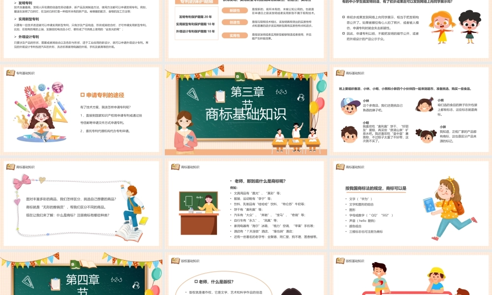橙色黑板风小学生知识产权科普PPT模板.pptx