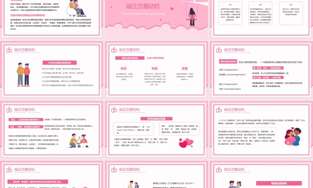 端正恋爱动机正确对待失恋大学生恋爱心理介绍宣传PPT课件（带内容）.pptx