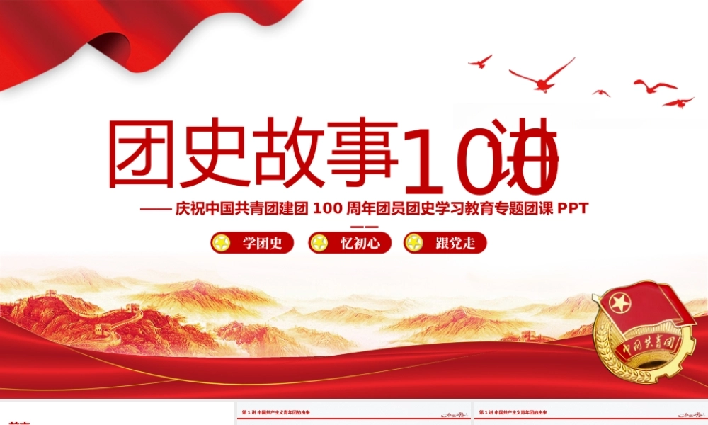 庆祝中国共青团建团100周年团史学习教育-1919-2022团史故事100讲PPT团课课件（带内容）.pptx