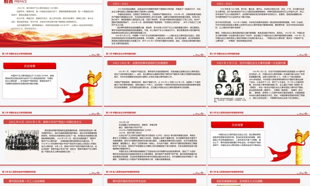 庆祝中国共青团建团100周年团史学习教育-1919-2022团史故事100讲PPT团课课件（带内容）.pptx