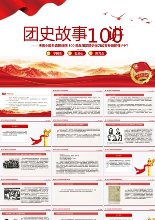 庆祝中国共青团建团100周年团史学习教育-1919-2022团史故事100讲PPT课件（带内容）.ppt