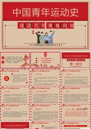 中国青年运动史-建团百年青春向党弘扬五四精神挥洒热血青春PPT课件（带内容）.pptx