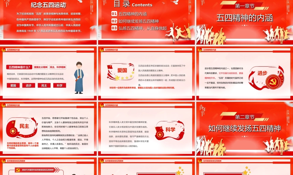 纪念五四运动弘扬五四精神PPT课件（带内容）.ppt