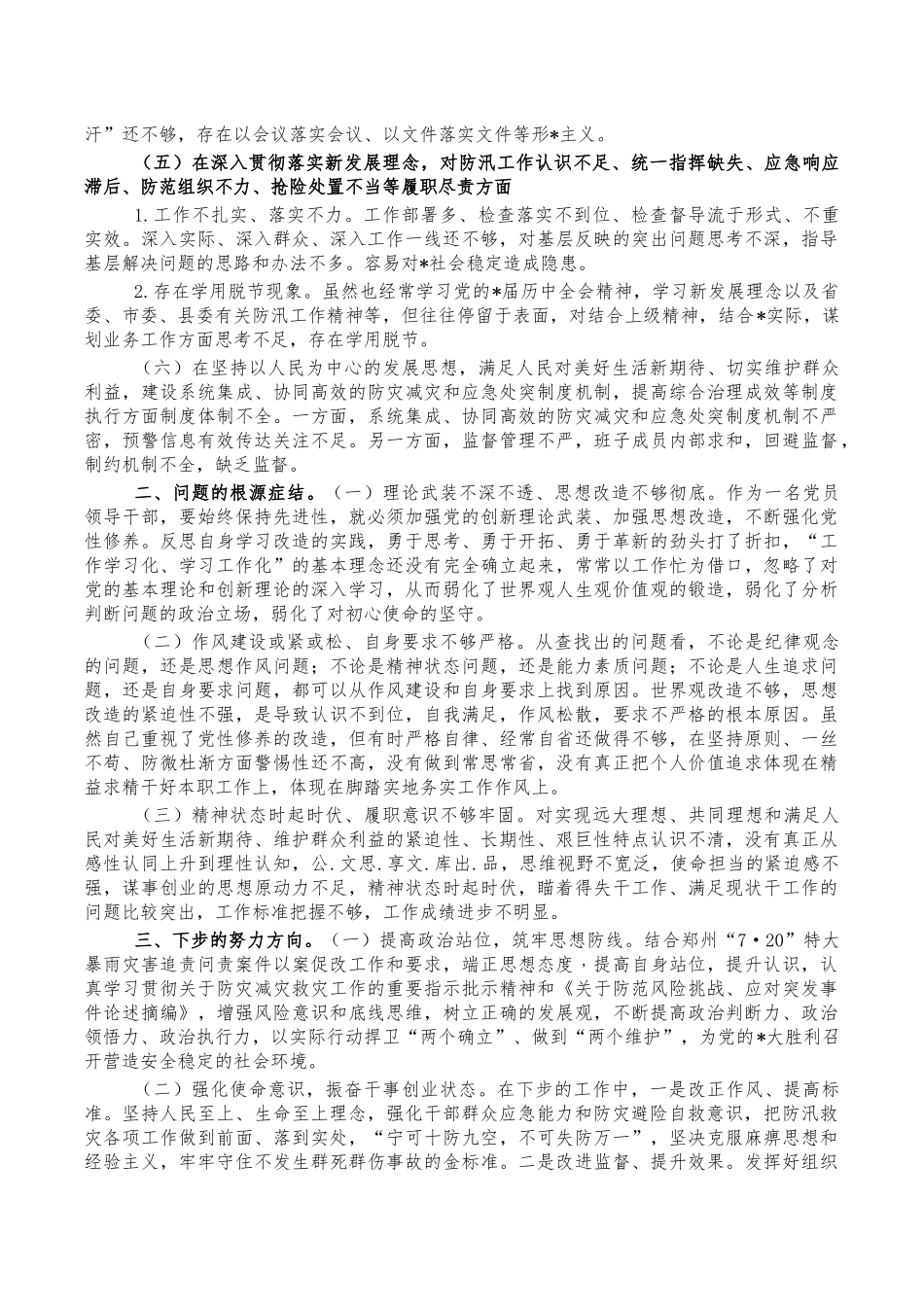特大暴雨灾害追责问责以案促改对照发言.docx_第2页