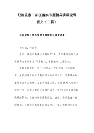 纪检监察干部抓落实专题辅导讲稿党课范文（三篇）.docx