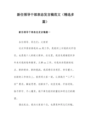 新任领导干部表态发言稿范文（精选多篇）.docx