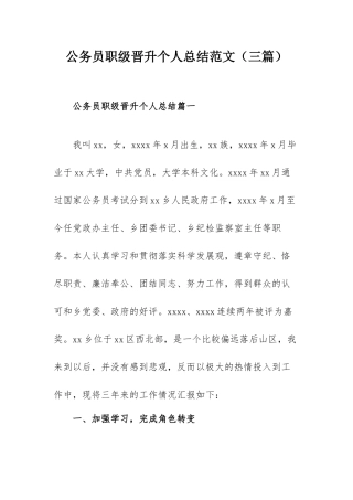 公务员职级晋升个人总结范文（三篇）.docx