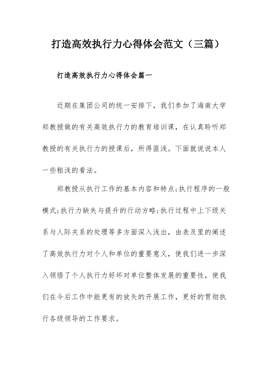打造高效执行力心得体会范文（三篇）.docx_第1页