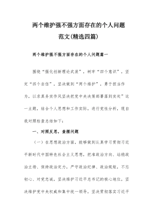 两个维护强不强方面存在的个人问题范文(精选四篇).docx