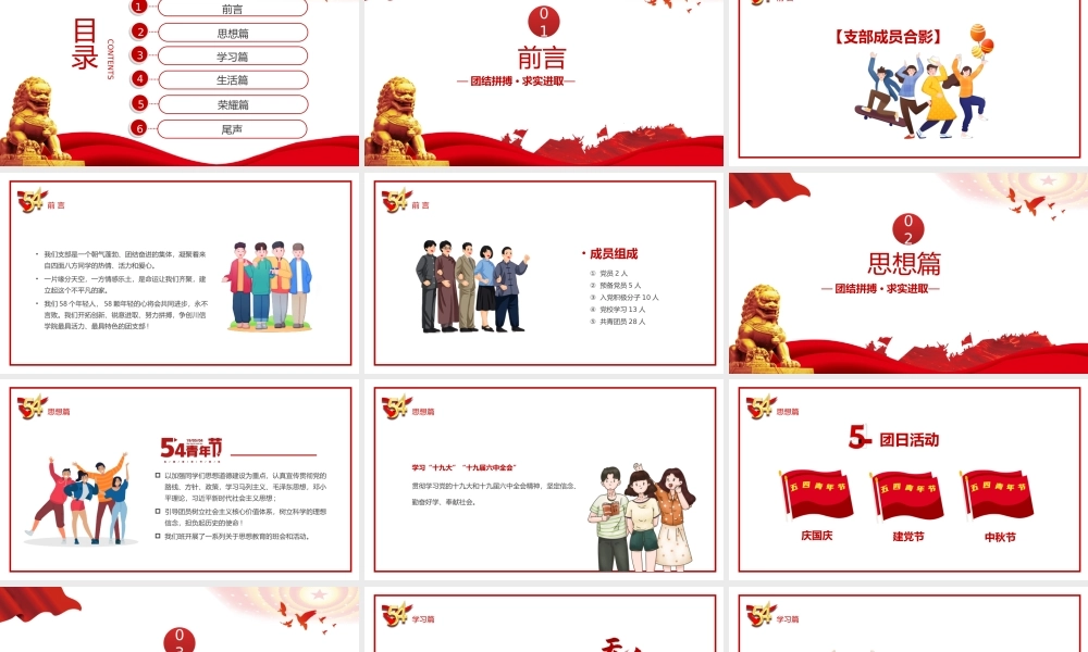 2022五四青年节团支部评选团结拼搏求实进取PPT课件（带内容）.ppt