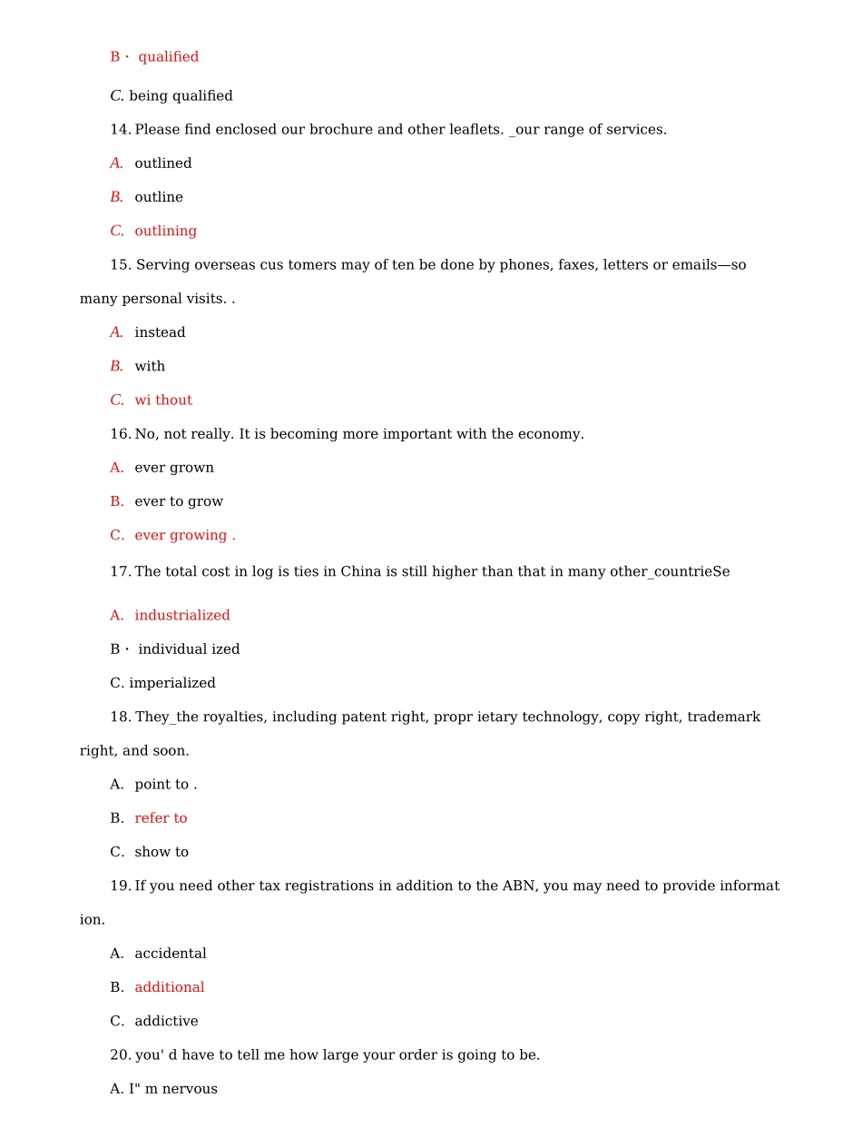 国家开放大学电大本科《商务英语3》期末试题及答案（c试卷号：1380）.docx_第3页