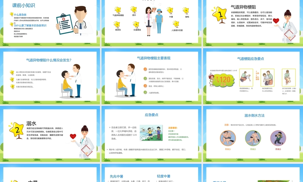 卡通小学生常用急救知识PPT下载.pptx