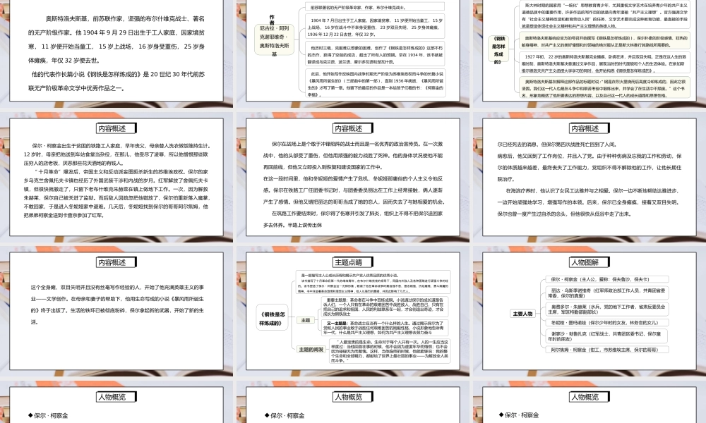 部编版八年级语文下册名著导读《钢铁是怎样炼成的》PPT课件.pptx