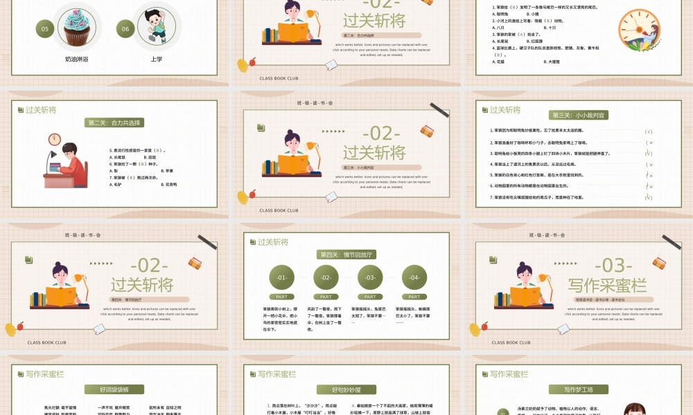 棕色卡通风笨狼的故事读书交流会PPT模板.pptx