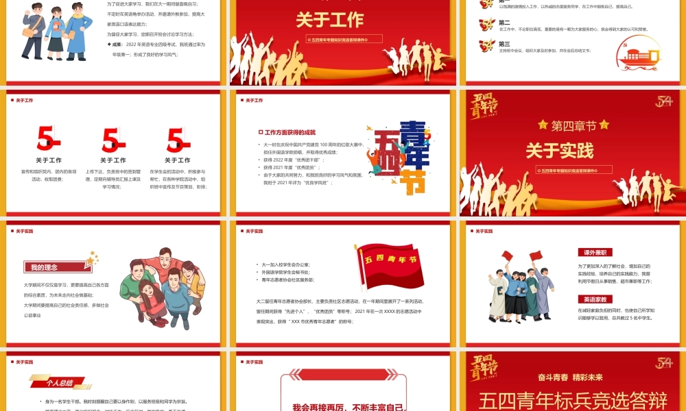 红色简约五四青年标兵竞选答辩PPT模板.pptx