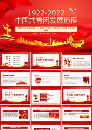 建团100周年团课中国共青团发展历程团委团支部团员2022年团史知识专题辅导PPT课件（带内容）.pptx
