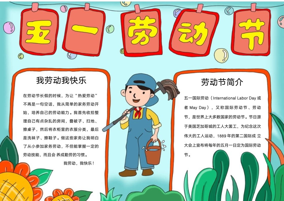 五一劳动节手抄报电子小报 模板.docx_第1页