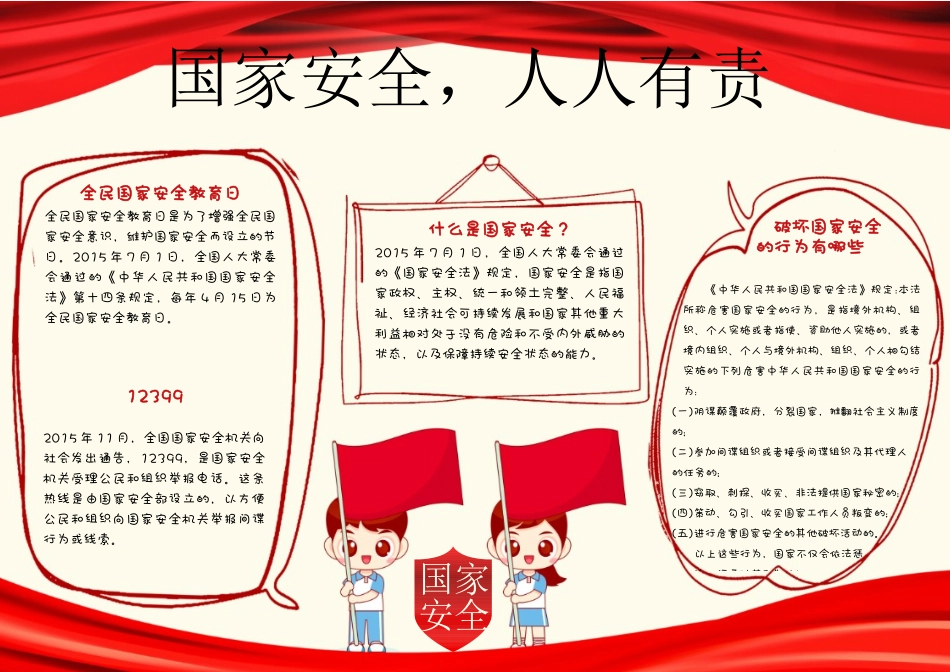 全民国家安全教育日手抄报电子小报 模板.docx_第1页
