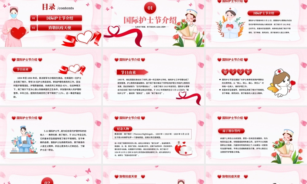 512国际护士节致敬白衣天使弘扬甘于奉献勇于献身的人道主义精神PPT课件（带内容）.pptx