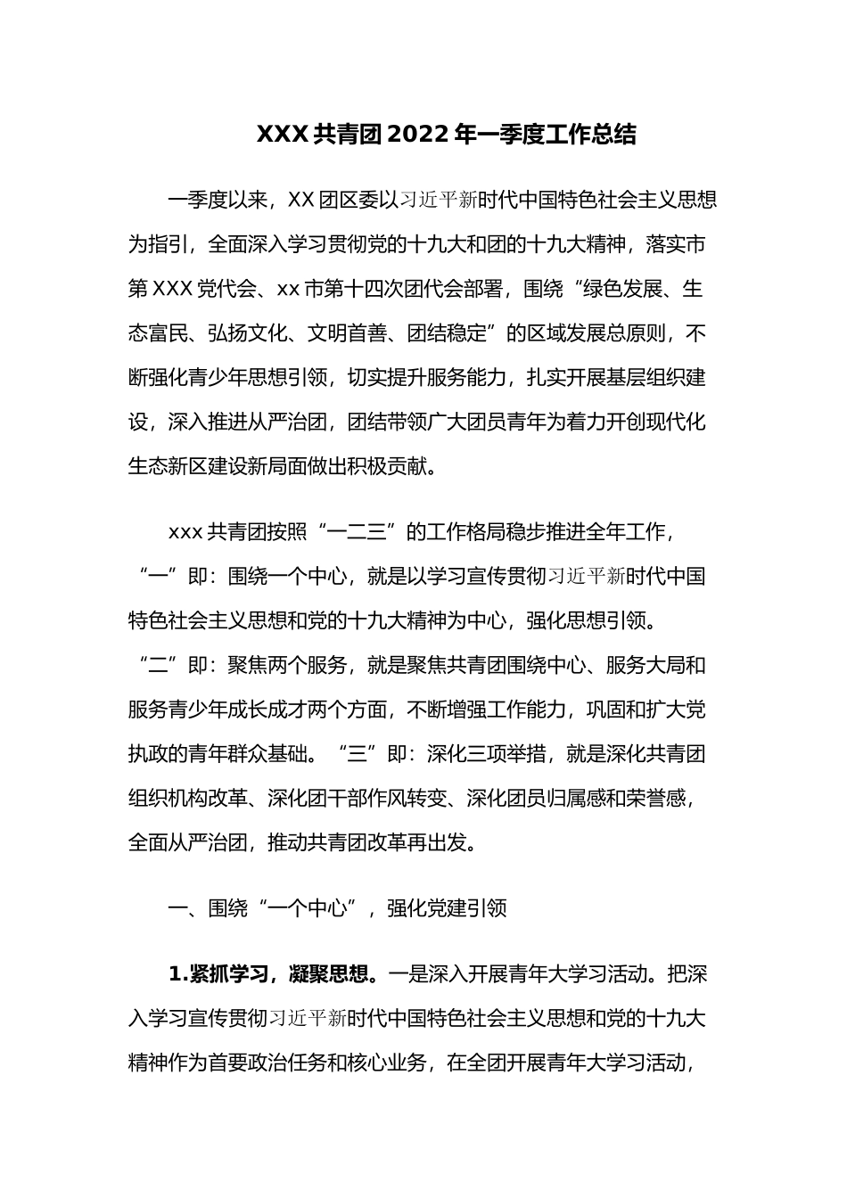 共青团2022年一季度工作总结.docx_第1页