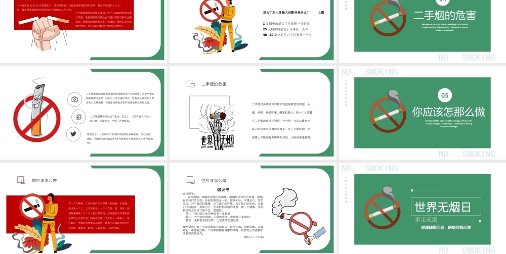 2022世界无烟日-禁烟戒烟世界无烟日主题班会PPT课件（带内容）.ppt