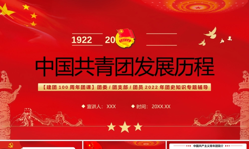 红色建团100周年团课中国共青团发展历程动态PPT课件（带内容）.pptx