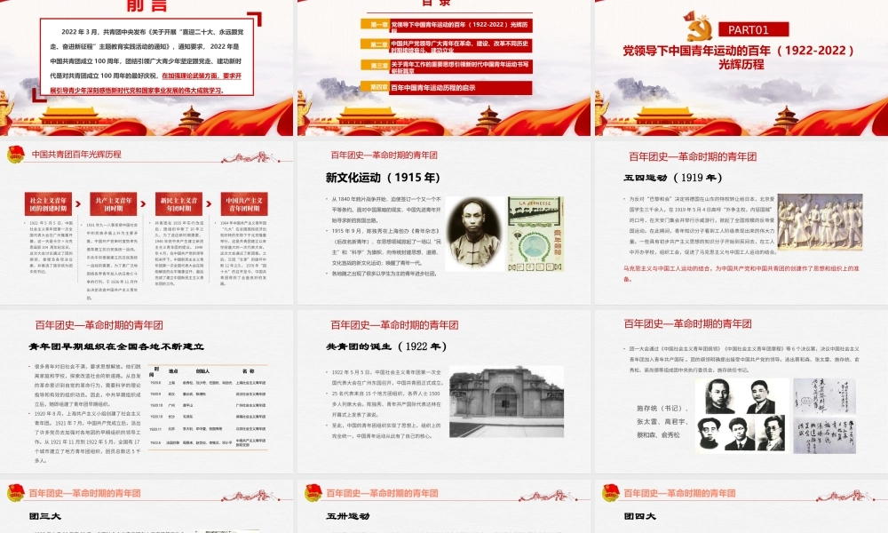 解读党领导下中国青年运动的百年历程专题课件PPT.ppt