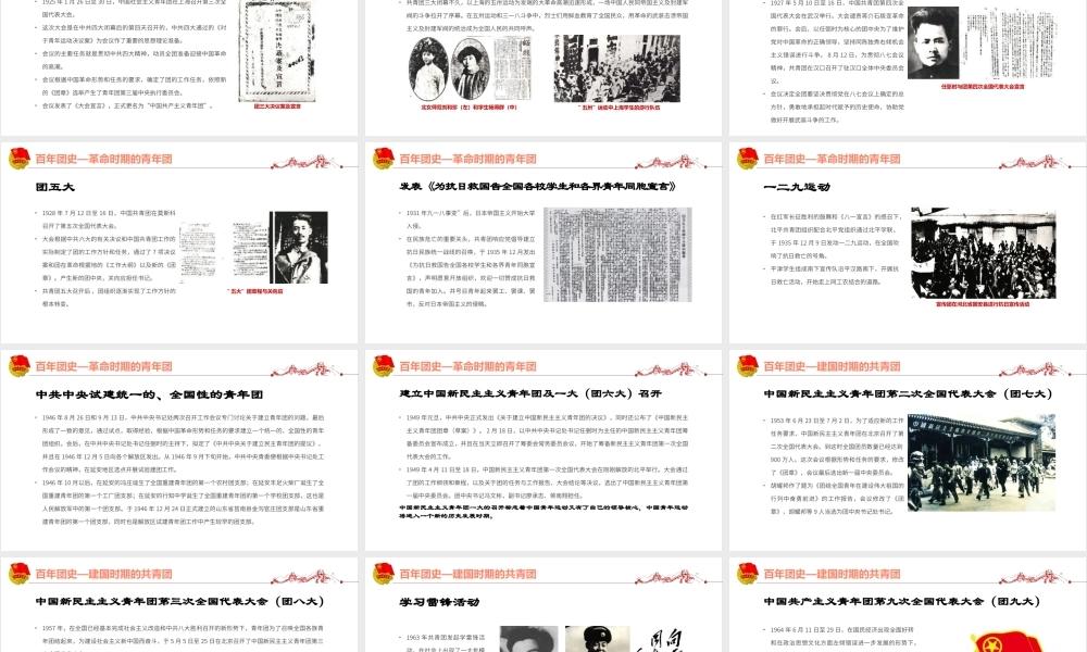 最新《党领导下中国青年运动的百年历程》专题课件PPT.pptx
