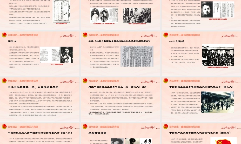 最新2022年《党领导下中国青年运动的百年历程》团课重点PPT.pptx