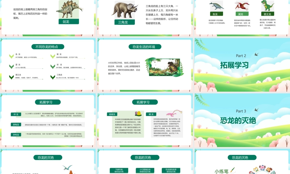【班会系列】《恐龙知识小百科》班会幻灯片.pptx