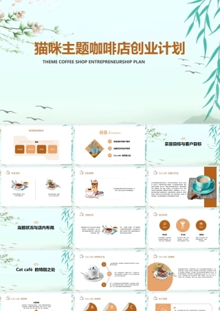 《猫咪主题咖啡店创业》简约版ppt课件（演讲版）.pptx