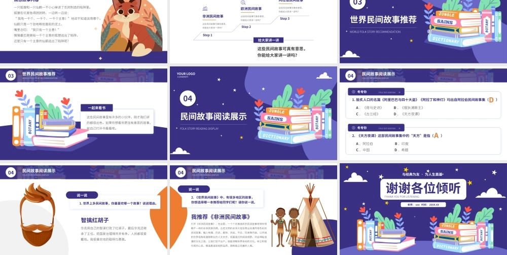 世界民间故事名著导读读后感PPT模板(含具体内容).pptx