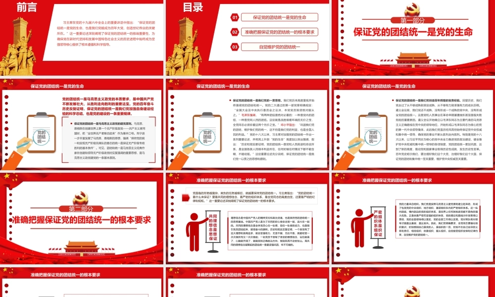 深入学习2021全会重要讲话-始终保证党的团结统一PPT课件（带内容）.pptx