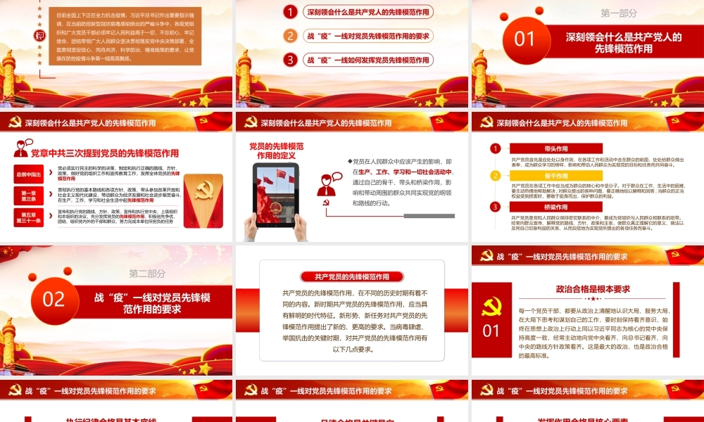 最新《党员先锋模范作用》微党课PPT.pptx