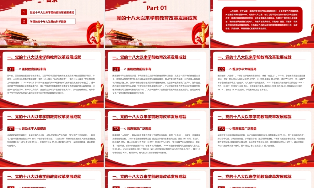 2022年《党的十八大以来学前教育改革发展成效》党课PPT课件.pptx