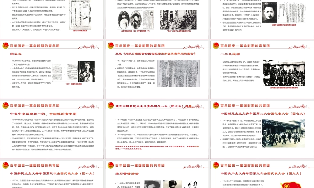 党领导下中国青年运动的百年历程共青团百年团史PPT.pptx