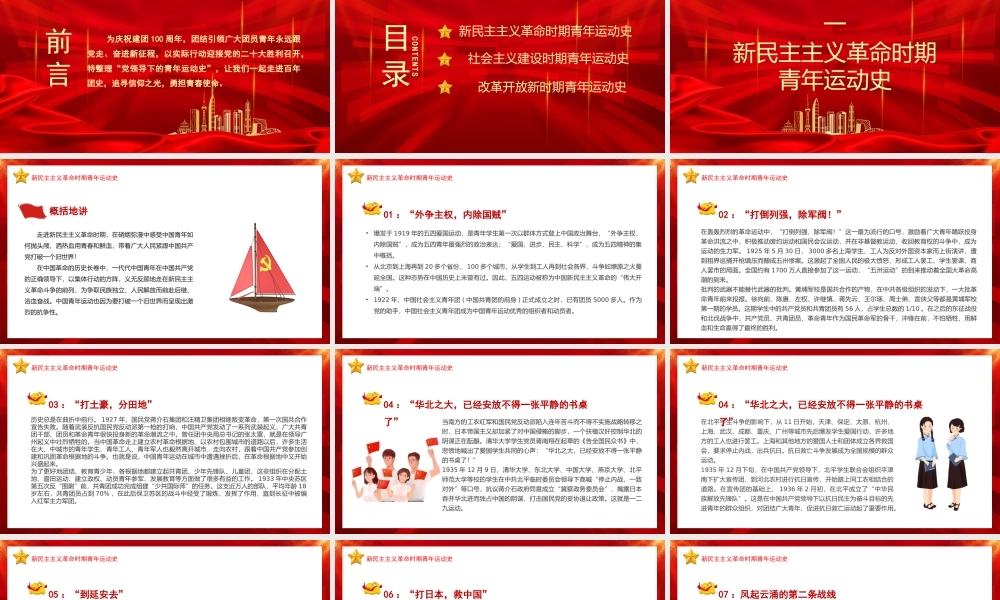 庆祝中国共青团建团100周年专题团课ppt课件：中国青年运动史PPT.pptx